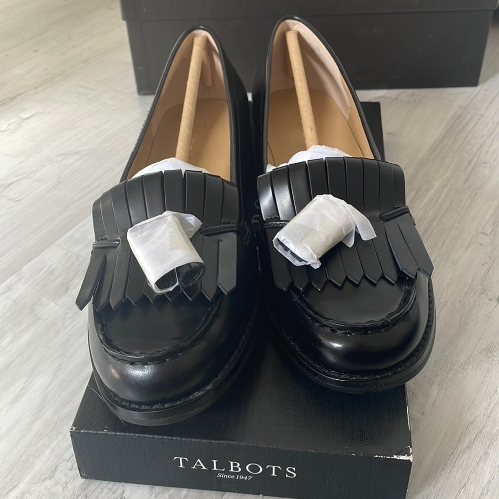Talbots Black Laura Tassels NEW Size 8